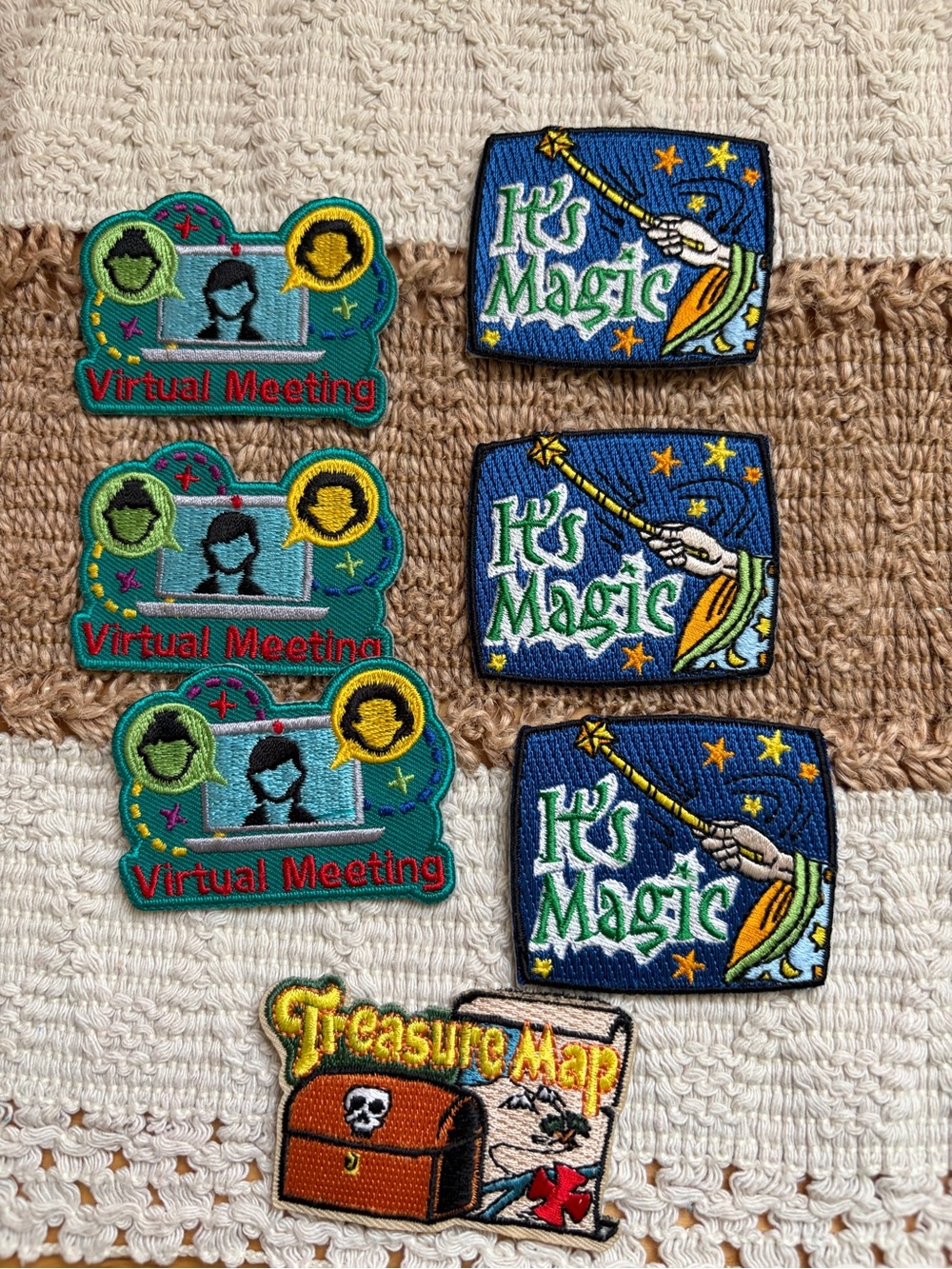 7 Embroidered Kids Patch badge bundle virtual meeting treasure hunt it’s magic